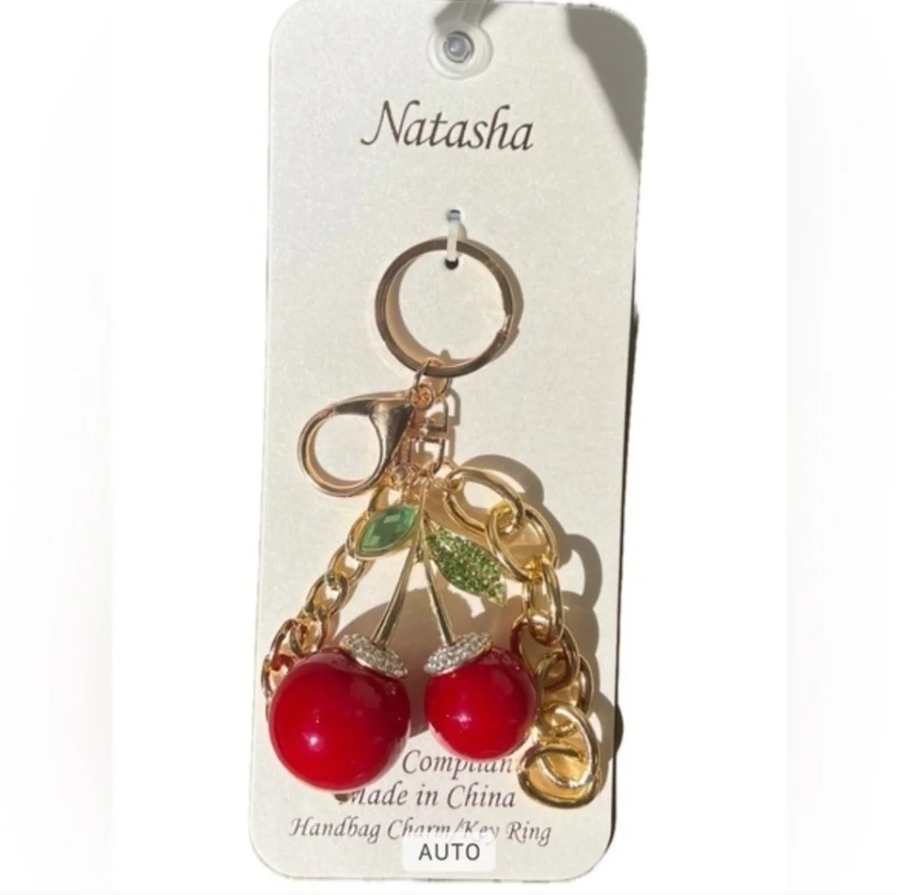 🍒▪️Natasha Couture🔹️▪️Red Cherry Key Holder Or Bagcharm